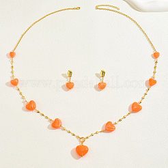 Eleganti orecchini e collane vintage in resina di ferro a forma di cuore per donna&nbsp;ZO7352