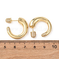 C-förmige Ohrstecker aus Messing mit Mikropavé und Zirkonia&nbsp;EJEW-B153-05G