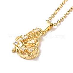 Collana con pendente a farfalla in zirconi chiari e orecchini a bottone con diamanti&nbsp;SJEW-M099-05G
