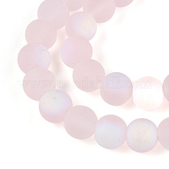Hebras de cuentas de vidrio transparentes esmeriladas&nbsp;GLAA-T032-T8mm-MBB10