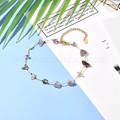 10 Fußkettchen-Set mit natürlichen Edelsteinsplitterperlen&nbsp;AJEW-PH0004-76