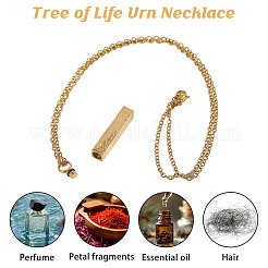 Urna de cenizas con colgante de árbol de la vida en forma de rectángulo de acero inoxidable 304&nbsp;NJEW-WH0036-030G