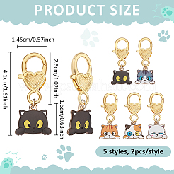 10 pz 5 stili lega smalto carino a forma di gatto ciondolo decorazioni&nbsp;HJEW-BC00100