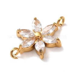 Ciondoli a forma di fiore in acciaio inossidabile 304 con pavé di zirconi cubici.&nbsp;STAS-T026-03C-02G