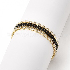 Chaînes à maillons rectangulaires en zircone cubique bracelet multi-rangs triple couche&nbsp;BJEW-G668-01G