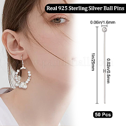 25 Paar 925 Sterling Silber Kugelkopfstifte&nbsp;STER-BBC0001-52