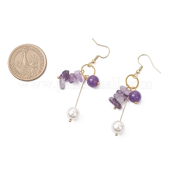 2 paire de boucles d'oreilles pendantes en améthyste et lapis-lazuli naturels&nbsp;EJEW-JE06829