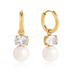 Pendientes de aro de acero inoxidable 304 con micropavé de circonitas cúbicas&nbsp;WG0470F-02