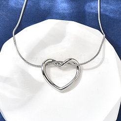 Collares de cadena de serpiente con colgante de corazón hueco de acero inoxidable 201 para mujer&nbsp;LS-NJEW-B124-02P