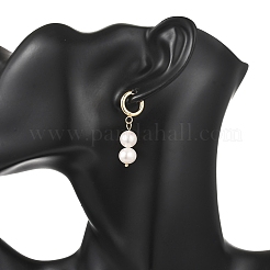 Pendientes colgantes de aro con perlas cultivadas naturales de agua dulce&nbsp;EJEW-JE07253