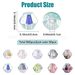 500 Stück 10 Farben transparente Glasperlen&nbsp;GLAA-YW0005-85