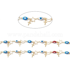 Catene a maglie smaltate con occhio di cavallo e stella e luna&nbsp;CHC-C003-26G-03