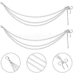 2 chaîne triple couche torsadée en laiton pour pantalons jeans&nbsp;HJEW-SP0001-42