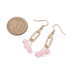 Boucles d'oreilles imitation jade verre pendentif&nbsp;EJEW-JE05924-01