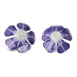 Acryl-Perlenkappen, Petunie, Blume, dunkles Schieferblau, 23x24x16.5 mm, Bohrung: 1.2 mm