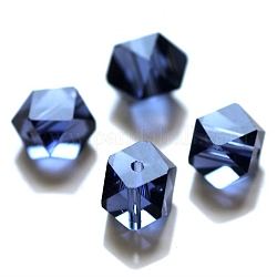 Perles d'imitation cristal autrichien, grade AAA, facette, perles de cube sans coin, bleu de Prusse, 7.5x7.5x7.5mm, Trou: 0.9~1mm