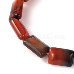 Natural Agate Rectangle Bead Strands, Dyed, Saddle Brown, 14x10x7mm, Hole: 1mm, about 26pcs/strand, 15.7inch