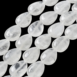 Fili di perline di cristallo di quarzo naturale a goccia, perle di cristallo di rocca, 17.5~18x13x6mm, Foro: 1.2 mm, circa 22pcs/filo, 15.24 pollice (38.7 cm)