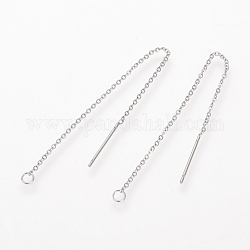 304 Stainless Steel Earring Findings, Ear Threads, Stainless Steel Color, 90~94x1.2mm, Pin: 0.8mm