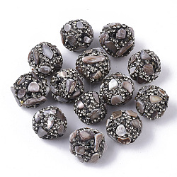 Polymer Ton Strass Perlen, mit Schalenchips, Runde, Distel, 16~18 mm, Bohrung: 1.6 mm