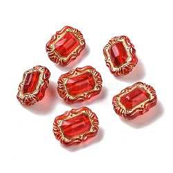 Transparente Acryl Perlen, goldenen Metall umschlungen, Oval, rot, 18x13.5x8.5 mm, Bohrung: 1.8 mm, ca. 515 Stk. / 500 g