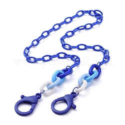 Collares personalizados de cadena de cable de plástico abs, cadenas de gafas, cadenas de bolsos, con anillos de enlace de acrílico y cierres de langosta de plástico, azul, 23.03 pulgada (58.5 cm)
