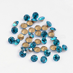 Strass de grade A de dos en plaqué de diamand en verre, zircon bleu, 2.3~2.4mm, environ 1440 pcs / sachet 