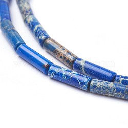 Brins de perles de jaspe impérial naturel, teinte, colonne, bleu royal, 13~14x4~4.5mm, Trou: 1mm, Environ 29 pcs/chapelet, 15.35 pouce ~ 15.7 pouces (39~39.9 cm)
