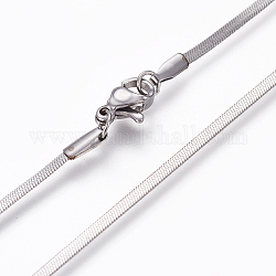 304 нержавеющая сталь елочка цепи ожерелья, с карабин-лобстерами , цвет нержавеющей стали, 23.6 дюйм (60 см)