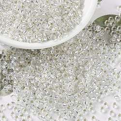 Perles rocailles miyuki rondes, Perles de rocaille japonais, 8/0, (cristal rr1) argenté, 8/0, 3mm, Trou: 1mm, environ 2111~2277 pcs/50 g