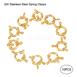 304 fermaglio per anello elastico in acciaio inossidabile, anello, vero placcato oro 24k, 12.5x4mm, Foro: 2.5 mm
