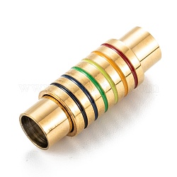 304 chiusura magnetica in acciaio inossidabile smaltato con estremità da incollare, colonna, oro, 25x9mm, Foro: 6 mm