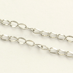 304 Stainless Steel Curb Chains, with Spool, Soldered, Stainless Steel Color, 3x2x0.3mm, about 164.04 Feet(50m)/roll