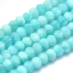 Chapelets de perles en amazonite naturelle, rondelle, facette, 4x2.5~3mm, Trou: 0.7mm, Environ 138~139 pcs/chapelet, 15.3 pouce (39 cm)