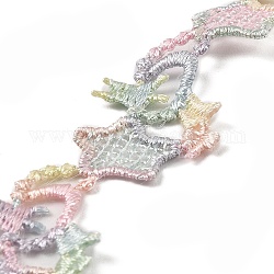 Ruban de dentelle en polyester étoile couleur arc-en-ciel 15 yards, bordure en dentelle étoile plate, pour accessoires de vêtement, colorées, 3/4 pouce (19.5 mm)