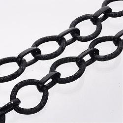 Aluminium Handmade Chains Mother-Son Chains, Unwelded, Black, 35x30x5mm