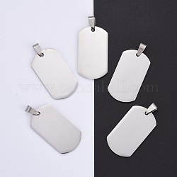 304 Stainless Steel Big Pendants, Manual Polishing, Blank Stamping Tags, Rectangle, Stainless Steel Color, 38x21x1.8mm
