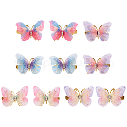 5 Paar 5-Farben-Haarspangen aus Stoff mit legiertem Alligatorleder für Mädchen, 3 d Schmetterling, Mischfarbe, 33x47x13 mm, 1 Paar / Farbe