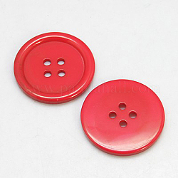 Botones de resina, teñido, plano y redondo, rojo, 22x3mm, agujero: 2 mm, 195 unidades / bolsa