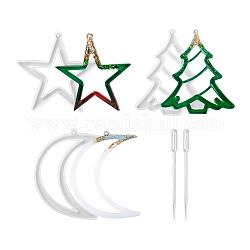 Ciondoli fai da te a tema natalizio stampi in silicone, e pipette di plastica, per fare gioielli, bianco, 210x140x11mm, Foro: 4.5 mm