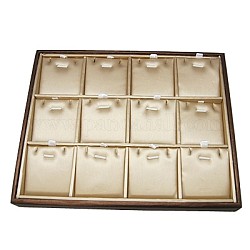 PU Leather Necklace Displays, with Plywood, Rectangle, Tan, about 200mm wide, 250mm long, 32mm high