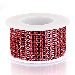 8 Rows Plastic Diamond Mesh Wrap Roll, Rhinestone Ribbon, with Spool, for Wedding, Birthday, Baby Shower, Arts & Crafts, Red, 40x1mm, about 6.56 Feet(2m)/roll