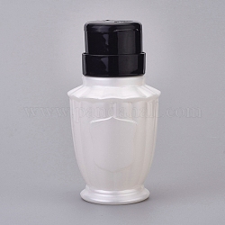 Leere Plastikpresspumpenflasche, sauberer flüssiger Wasserspeicherbehälter des Nagellackentferners, mit Klappdeckel, weiß, 13.2x6.8 cm