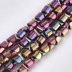 Chapelets de perles en verre électroplaqué, facette, colorées, 6x6x4mm, Trou: 1.2mm, Environ 100 pcs/chapelet, 15.7 pouce