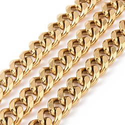 304 cadenas de eslabones cubanos de acero inoxidable, facetados, sin soldar, dorado, 13.5~14x11.5~12x3mm
