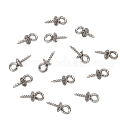 304 Stainless Steel Screw Eye Pin Peg Bails, For Half Drilled Beads, Stainless Steel Color, 10.5x4mm, Hole: 2mm, Pin: 1.5mm
