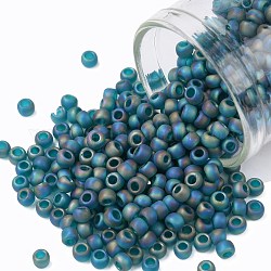 TOHO Round Seed Beads, Japanese Seed Beads, (167BDF) Transparent AB Frost Teal, 8/0, 3mm, Hole: 1mm, about 220pcs/10g