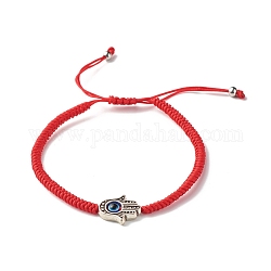 Хамса рука/рука Мириам со сглазом плетеный браслет из бисера для девочек и женщин, красные, внутренний диаметр: 2~3-1/8 дюйм (5.2~8 см)