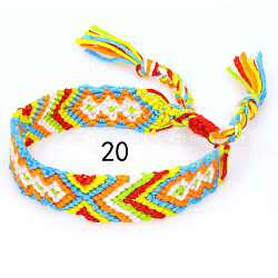 Bracciale in cordoncino di cotone intrecciato con motivo a rombi, bracciale brasiliano etnico tribale regolabile per donna, giallo, 5-7/8~14-1/8 pollice (15~36 cm)