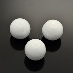 No Hole Spray Painted Brass Round Ball Chime Beads, Fit Cage Pendants, White, 14mm